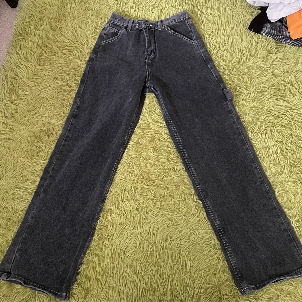 feeling brand grey contrast stitch carpenter jeans
